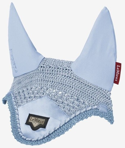 LeMieux Junior Loire Satin Crochet Fly Hood Pony Veil Ear Net Mist/Kiwi/WIsteria - Picture 14 of 21