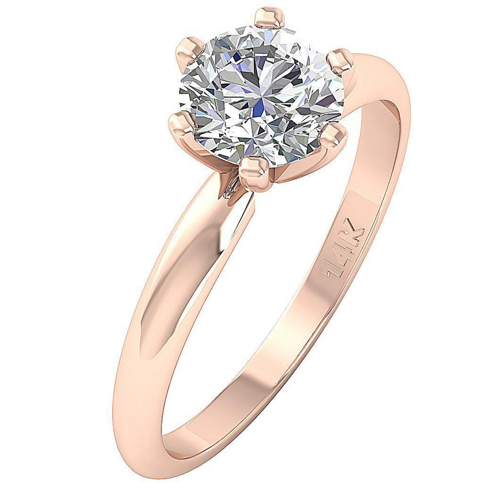 14K White Gold I2 J 1.56 Ct Round Solitaire Diamond Wedding Ring Six Prong Set - Image 4 of 4