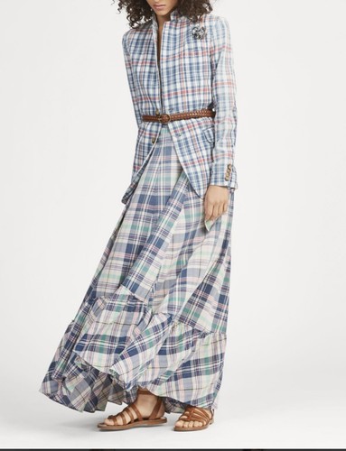 Polo Ralph Lauren Madras Plaid Sleeveless Cotton Ruffled Hem Trim Dress Uk 10 - Picture 5 of 5
