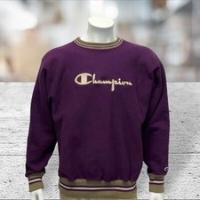 Vintage 80-90s Champion Reverse Weave Plum Purple Banded Pullover Sweatshirt XL
