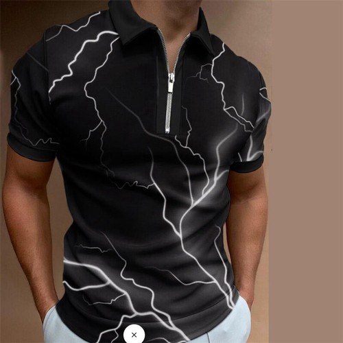 Mens T-shirt Zipper Slim Fit Tops Golf Business Short Sleeve Casual Shirts - Picture 23 of 24
