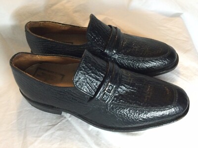 Vintage Shark Skin Sharkskin Black Loafers Shoes Stuart 