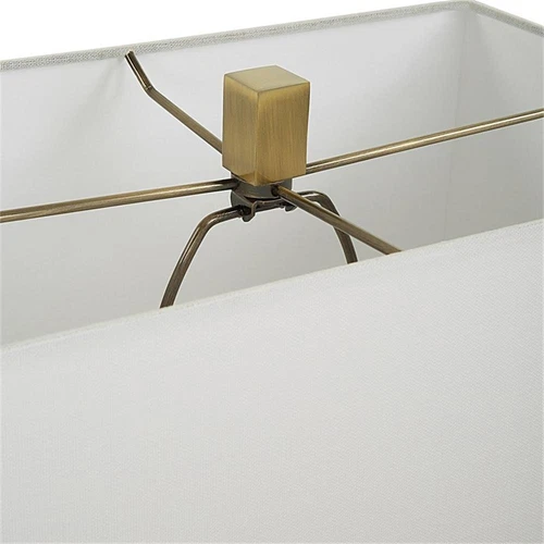 Uttermost Arete Contemporary Iron Metal and Fabric Table Lamp in Brass/White - Picture 5 of 7