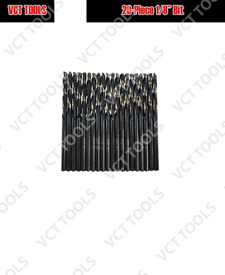 VCT 20 Pc 1/8''  Left Hand Twist Black & Gold HHS Drill Bits
