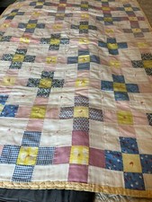 Vintage Handmade Quilt 9 Patch Crib Size 33x48