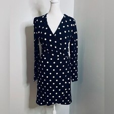 NWT LOFT Navy Polka Dot Wrap Dress - Size 4