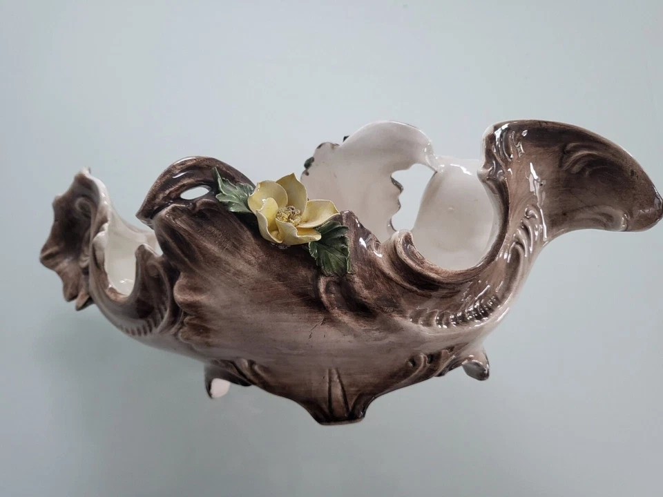 Cuenco artesanal vintage decorativo único italiano hermoso estado aprox 15 pulgadas Foto 2 de 4