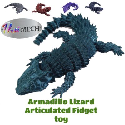 Flexi-Mech Armadillo Lizard 3d Printed Reptile Flexible Fidget Toy Choose Color
