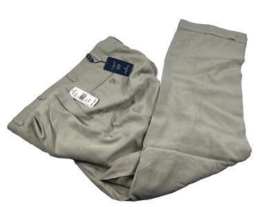 Nautica Men's Sand Washed 100% Silk Pleated Cuffed Dress Pants