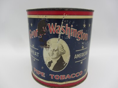 Antique George Washington Pipe Tobacco Tin Cut Plug NC USA Empty