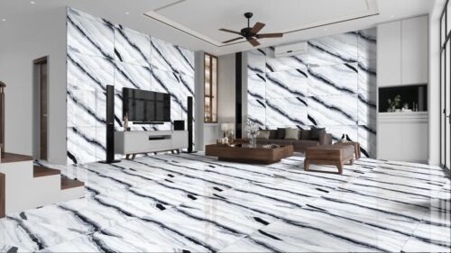 Joblot Porcelain Tile : Bianco Lasa, High Gloss, 600x1200 - Picture 2 of 3