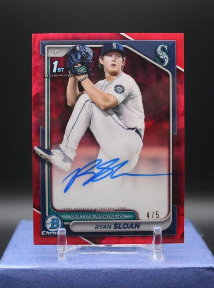 2024 Bowman Draft | Ryan Sloan | 1st Bowman Red Sapphire Auto /5 | Mariners