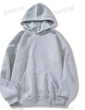 SHEIN Unisex EZwear Solid Kangaroo Pocket Lined Hoodie Medium DTF Sublimation