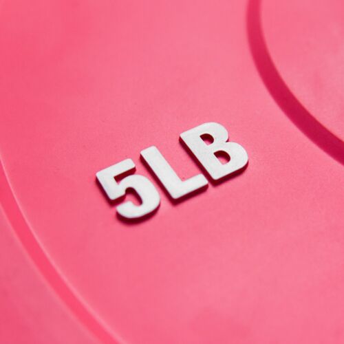 NEXO 5LB Pink Rubber Bumper Plate Pair - Premium Matte Finish 2x 5LB Pink Plates - Picture 4 of 5