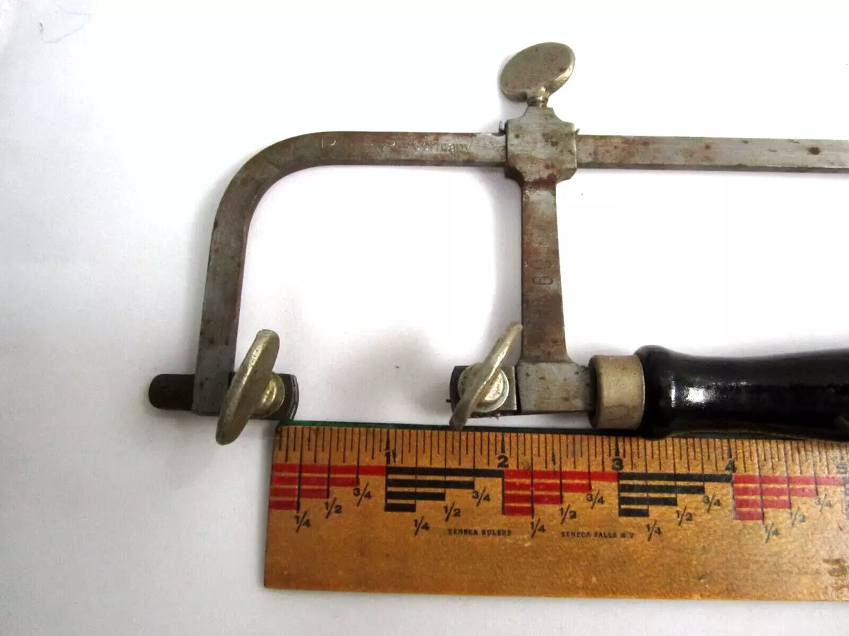 Vintage PEER Germany - Adjustable 1.5in - 7in Jewelers Saw - Wooden Handle