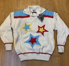 Vintage 80s TYROLIA LINED Star Ski Sweater Womens Ladies Sz. L By HEAD NWT