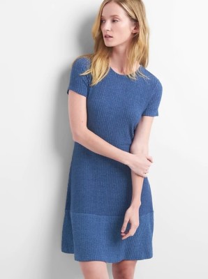 Gap Ribbed Softspun Fit and Flare Dress Navy Sizes: M, XS Brand New!