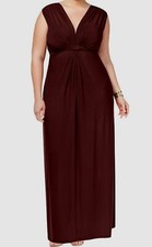 $59 Love Squared Women's Purple Stretch V-Neck Maxi Formal Dress Plus Size 2X