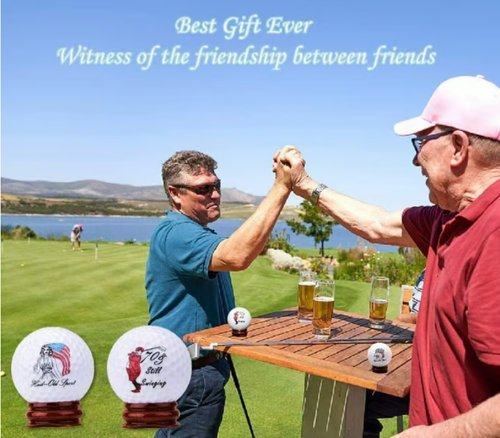 2 Pack ~ 70 and Still Swinging ~ Hail Old Sport ~ Golf Ball Desk Set With Base - Picture 9 of 16