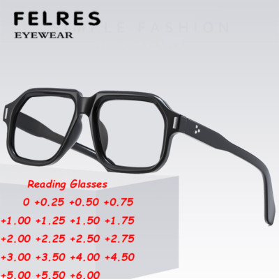 Men Women Square Frame Reading Glasses Retro Anti Blue Light Presbyopia Readers