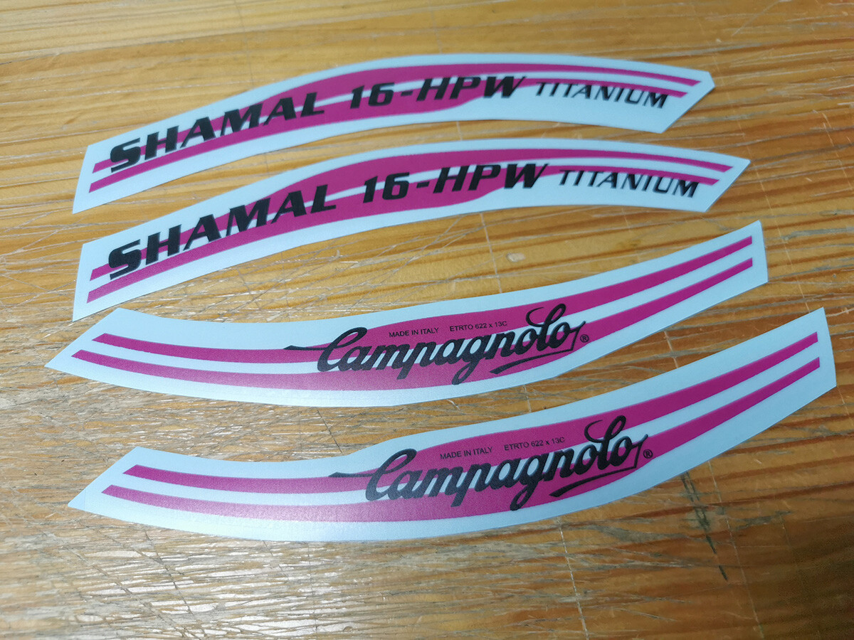Lot De Décalcomanie Noire Et Argent Campagnolo Shamal Track Pour 2 Jantes - Vélo Piste