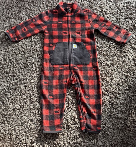 Carhartt Infant Long-Sleeve Plaid Printed Zip-Front Coverall - Size: 12M NWOT