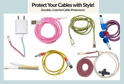 1.4M Triple Color TPU Spiral Cable Protector | USB Charger Cord Saver - Picture 51 of 163