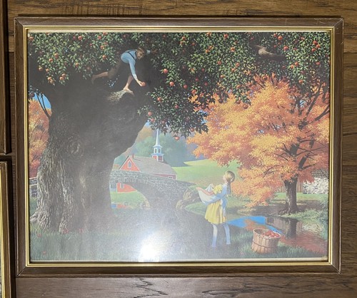 3 Paul Detlefsen MCM Lithograph Prints Framed 11x14” Seasons Spring Fall Winter - Picture 2 of 8
