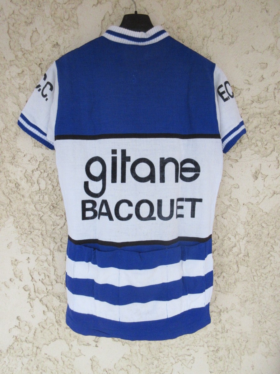 Maillot Cycliste Vintage Gitane Années 70 – Bleu, Taille S, Acrylique