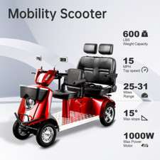 1000W 4 Wheel Mobility Sooter 3-Seater 60V20A Powered for Adults Seniors 600lb