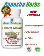 ORGANIC LION'S MANE MUSHROOM 90 CAPSULES 100 PURE HIGH POTENCY - NO FILLERS