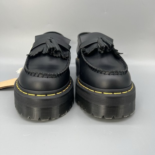Dr. Martens Adrian Quad Cuero Plataformas Borla Mocasines Hombres 9 Negros Zapatos Nuevos con Etiquetas - Imagen 5 de 14