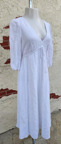 $189 NWOT size 12 wonen ANTONIO MELANI white midi 3/4 long sleeve linen rayon - Picture 7 of 24