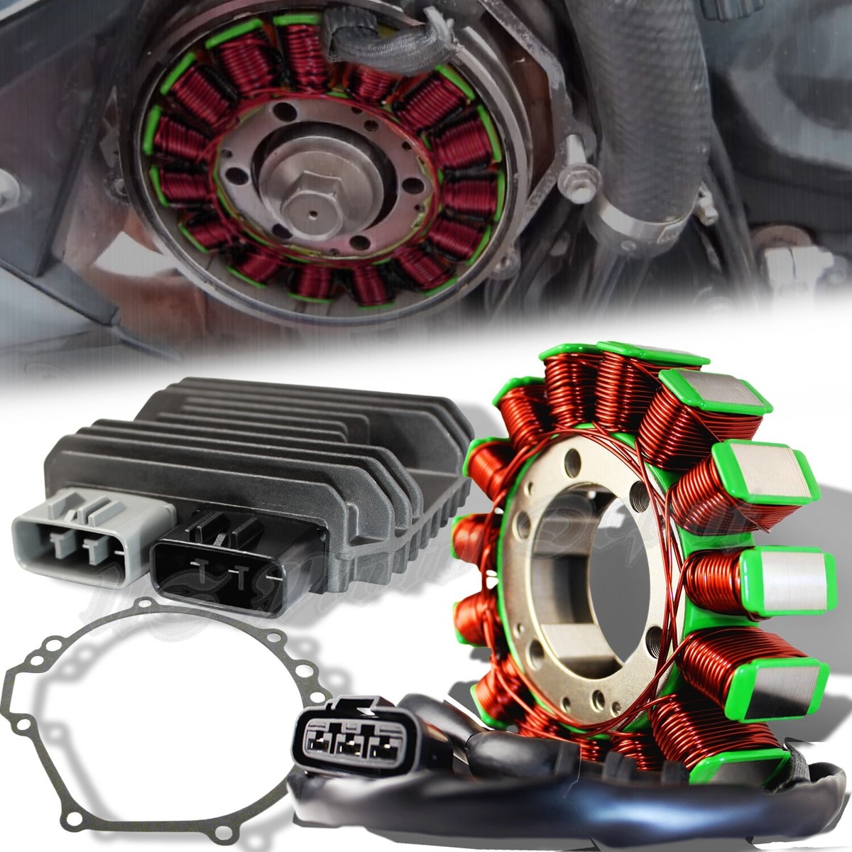 【１０個セット】レクレア 11-23 ZX-10R MAGNETO COIL STATOR+VOLTAGE REGULATOR RECTIFIER+