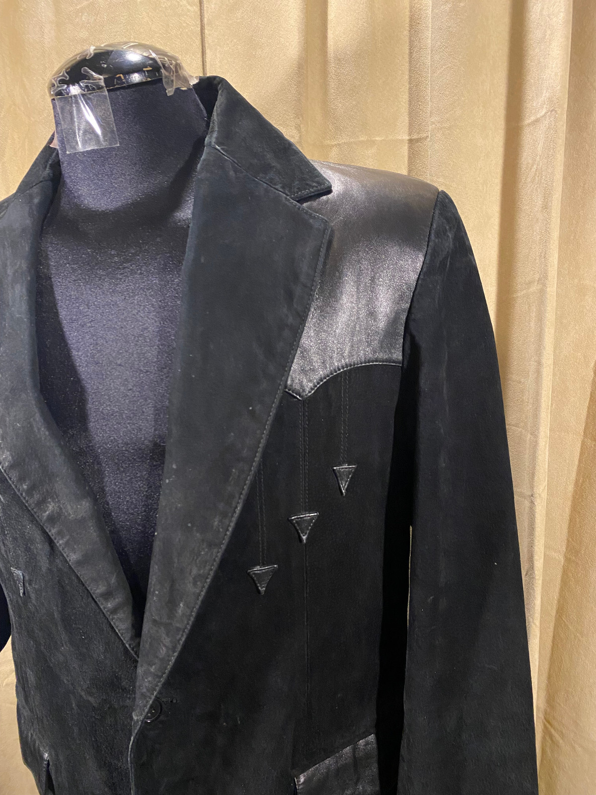 Mens Scully Western Blazer Size 44R Black 2 Button Suede Leather eBay