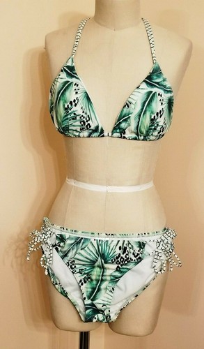 Piha Swimwear Neuseeland Schwarz Grün Weiß Träger Damen Badeanzug Gr. L Neu ohne Etikett