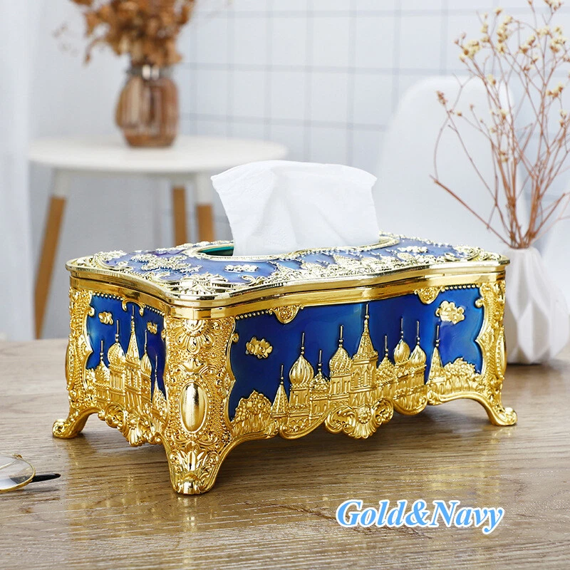 Retro Luxury Gold Palace Tissue Box Paper Napkin Holder Case Hotel Table Decor