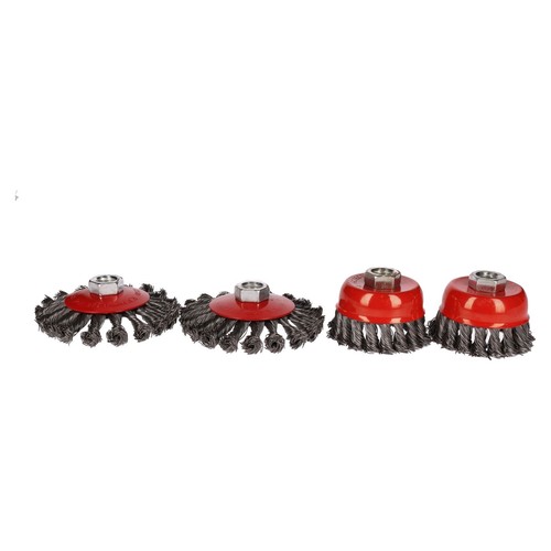 4pc Cup Bevel Wire Twist Brush Rust Paint Removal For 4-1/2" 115mm Grinders - Picture 2 of 3