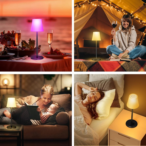 Lampada Da Tavolo Senza Fili Con 3 Modalità Color+Rgb, Lampada Da Comodino Ricar - Foto 6 di 12