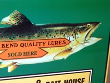 Fish Lures SOUTH BEND QUALITY -- Boat & Bait House -- BEAUTIFUL -- Embossed Sign