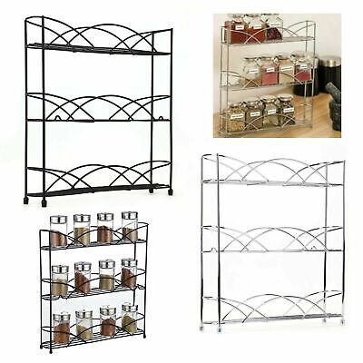 4 Tier FiNeWaY@ 4 Tier Chrome Spice HERB JAR Rack Holder for Kitchen Door Cupboard Storage Organiser Solution OR Wall Mounted Space Saving 