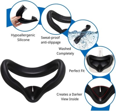 Soft Silicone Face Mask fits Oculus Quest 2 Comfortable VR Eye Cover Replacement
