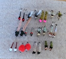 Fly fishing flies 24 assorted Tungsten nymphs size 14, two of each pattern