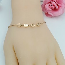 Women's Rose Gold Color Stainless Steel LOVE chain Bracelet. Cute and Elegant