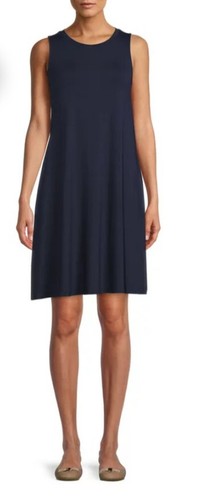 Time and Tru Sleeveless Dark Navy Blue Knit Dress XS (0-2), Knee Length, Pockets