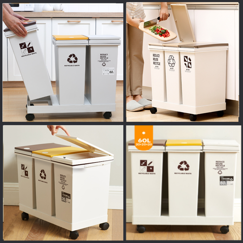 SET 3 PZ. Pattumiera Bidone Raccolta Differenziata 20 Litri - Foto 2 di 10