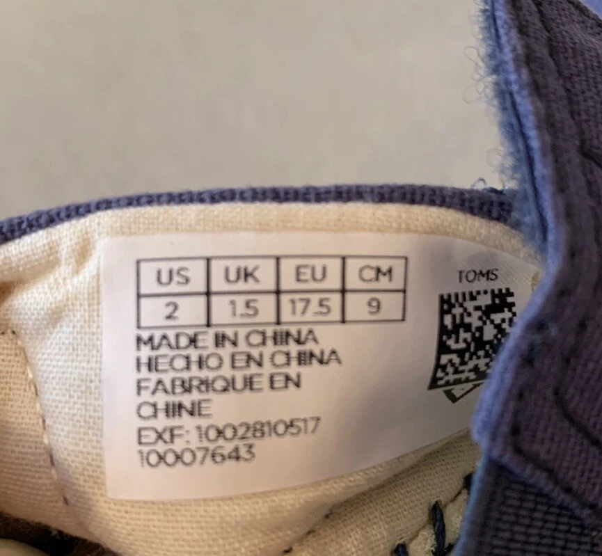 Tom’s Recién Nacido Bebé Zapatos Talla 2- Excelente Estado Azul Marino Foto 4 de 4