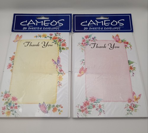 40 Thank You Sheets An Envelopes Thanks Greeting Cards 2 Butterfly Floral Cheap - 第 1/3 張圖片