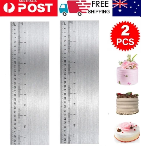 2x 12" Cake Scraper Smoother with Scale Stainless Steel Cake Icing Smoother Tool