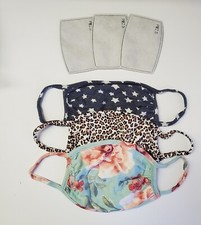 US MADE NEW 3 FACE MASK MASKS COTTON FABRIC WITH POCKETS 3 FILTERS UNISEX